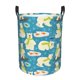 thumbnail image 1 of Balery Cute Polar Bear Fishing Cesta de ropa redonda con asas, impermeable, independiente, para ropa, juguetes, dormitorio y familia-Medium, 1 of 6