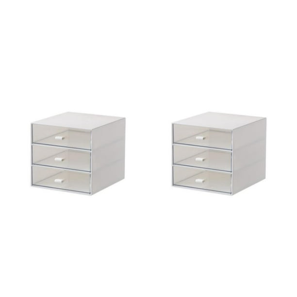 Toystoory Caja de almacenamiento ABS para ocasiones aplicables, organizador para papelería, organizador de cajones de plástico Premium, triple blanco Cuadrícula triple 2Conjunto