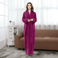 thumbnail image 4 of Robes for Women, LOFIR Long Womens Robes, Cozy Soft Fluffy Fleece Front Zipper Robe, Warm Plush Winter Bathrobe with Side Pockets, Rose, XL, 4 of 6
