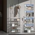 thumbnail image 4 of Simple Metal Coat Rack，Hallway Shoe Rack Coat Rack Wall Hanging Clothes Floor Hanger Storage Wardrobe Multifunctional Combination Shoe And Hat Rack 60CM-Back-4L, 4 of 10