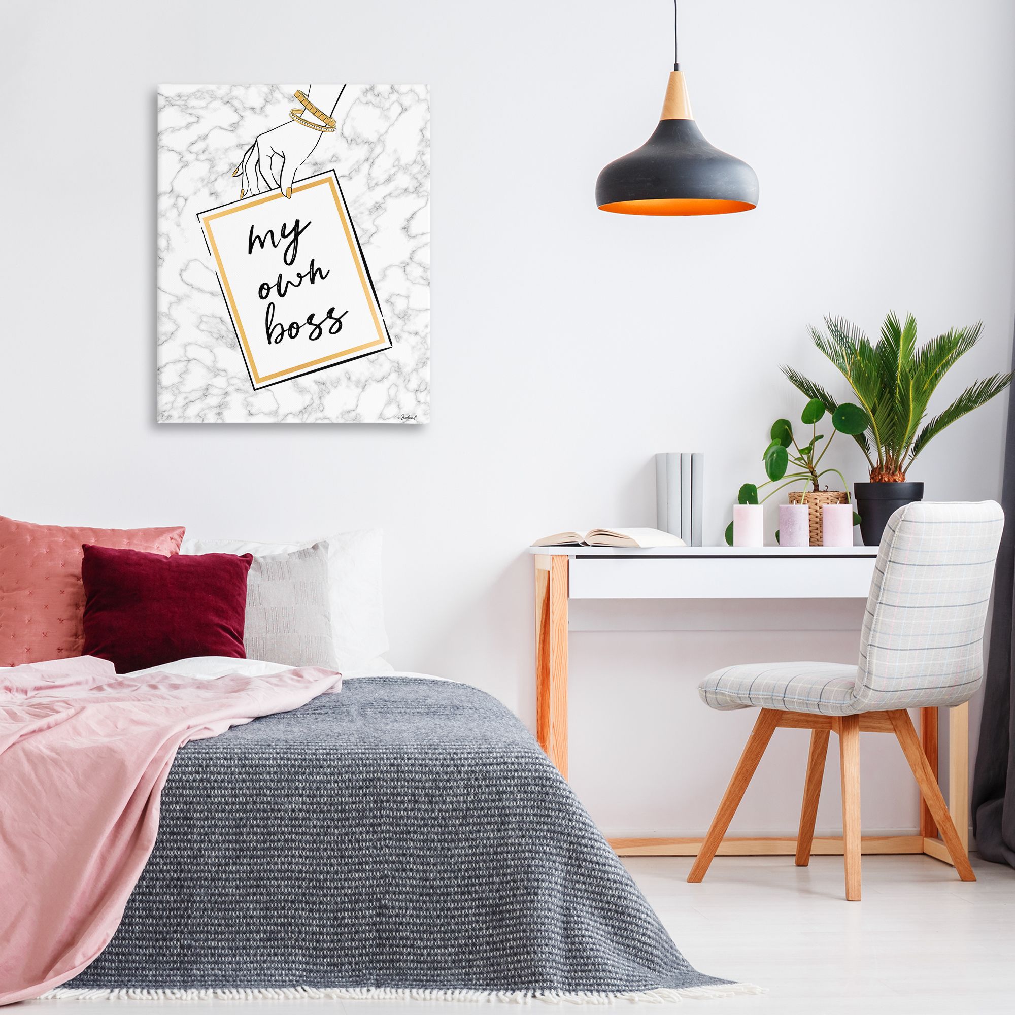 Stupell Industries My Own Boss Phrase Typography Painting Gallery Wrapped Canvas Art Print Wall Art, 30 x 40