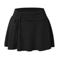 thumbnail image 3 of DuoJiaJ Women Mini Skirt Casual Skirts Drawstring Chain High Waist Skater Skirt Lingerie Pleated Mini Dress Skirts For Women Black L, 3 of 4