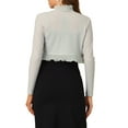 thumbnail image 3 of Allegra K Women's Elegant Ruffle Collar Crop Cardigan Open Front Knitted Shrug Top, 3 of 5
