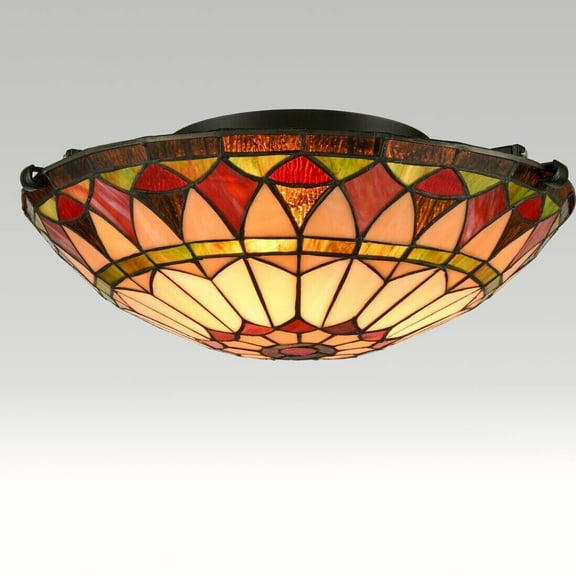 Claxy 3-Light Tiffany Flush Mount Light with Bowl Stained Glass Shade