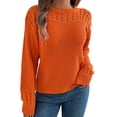 thumbnail image 2 of Sweaters for Women 2025 Fall Winter Long Sleeve Crewneck Hollow Out Knitted Jumper Top Womens Pullover Sweaters, 2 of 7