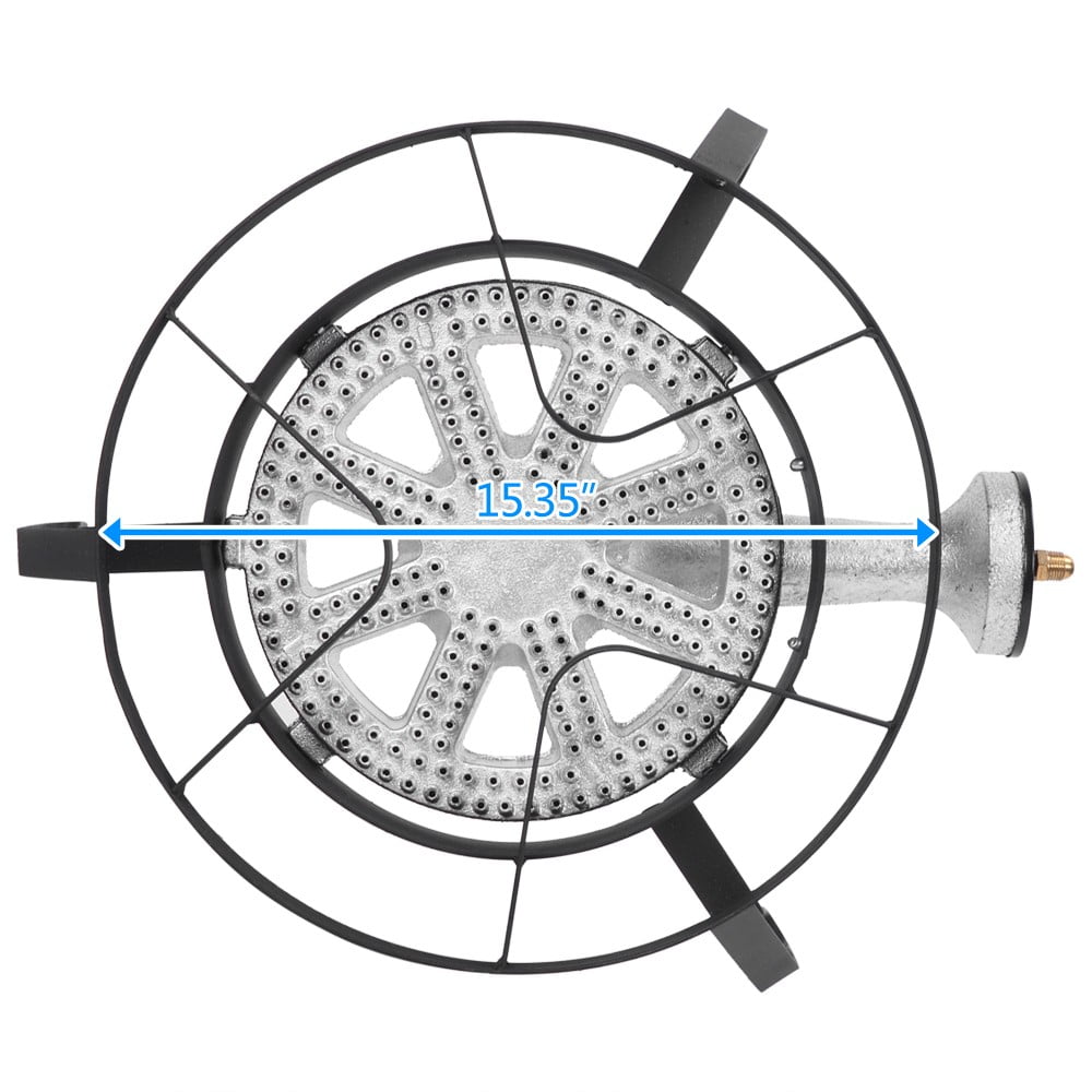 IVV 15.35" Round Propane Gas Single Burner, Heavy Duty 200K BTU, 0-20 PSI, Outdoor Portable Stove for Camping, Parties, Gatherings, Home Brewing (Black)