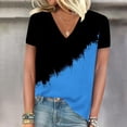 thumbnail image 2 of Camisetas de Manga Corta para las Mujeres de Cuello en V Sólido Casual Camiseta, 95% Poliéster 5% Spandex Vintage Ligero Top para Diario, Fiesta Y Primavera, 2 of 4