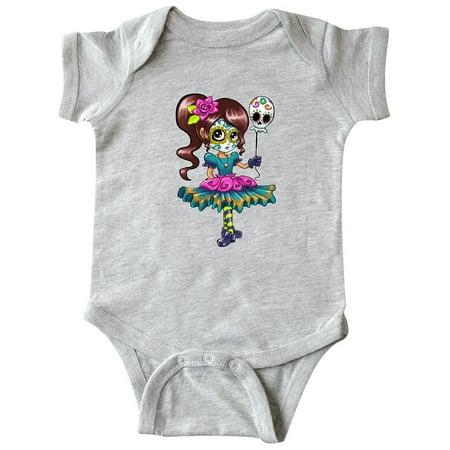

Inktastic Día de los Muertos girl with decorative skull balloon Gift Baby Boy or Baby Girl Bodysuit
