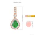 thumbnail image 3 of ANGARA Natural Pear-Shaped Emerald and pave Diamond Halo Pendant in 14K Rose Gold for Women (Size-8x6mm) | May Birthstone, Birthday, Anniversary, Jewelry Gift for Women | Natural Emerald Necklace, 3 of 7