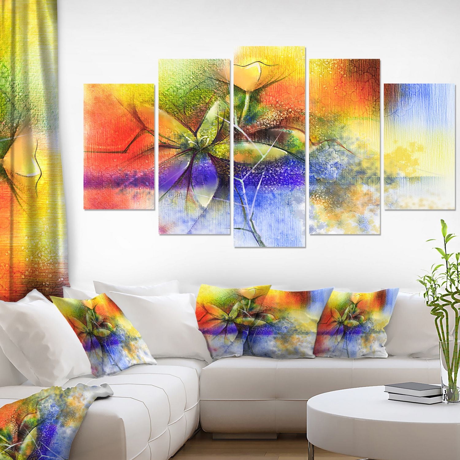 Design Art Fusion De Fleur Coloré Art Sur Toile