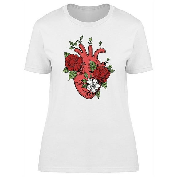Anatomical Heart Flowers T-Shirt Women -Image by Shutterstock, Female Small
