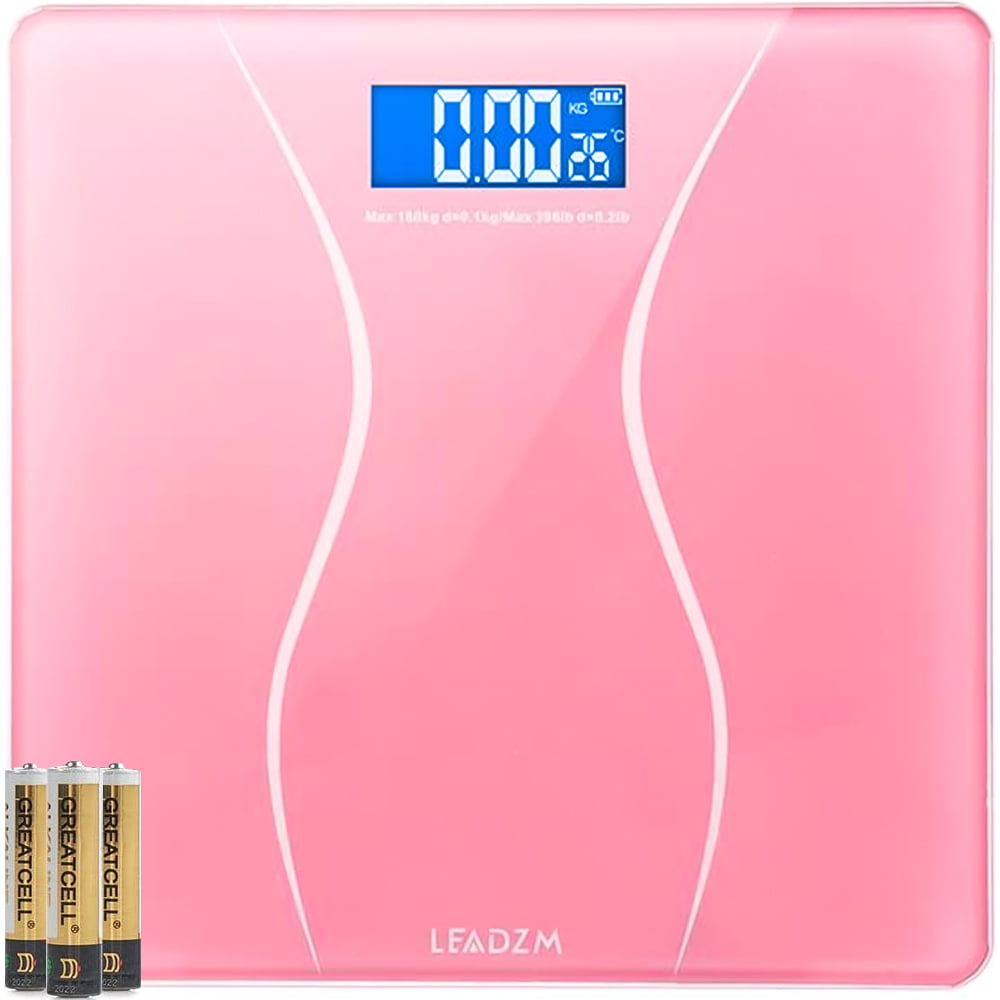 YOFE Scales Digital Weight for Body Weight, Auto-Switch-Off Electric Weight Scale, Scale Digital Weight with Tempered Glass, KG/LB/ST Switch Digital Weight Scale, Pink, R641
