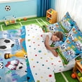 thumbnail image 4 of Manfei Cartoon Soccer Full Size Bedding Sets, Football Soccer Full Size Bed in a Bag, Blue Multicolor White, Polka Dots Reversible 7 Pieces, 4 of 6