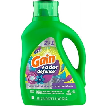 Gain   Odor Defense Liquid Laundry Detergent, Super Fresh Blast Scent, 88 Oz, 61 Loads, HE Compatible
