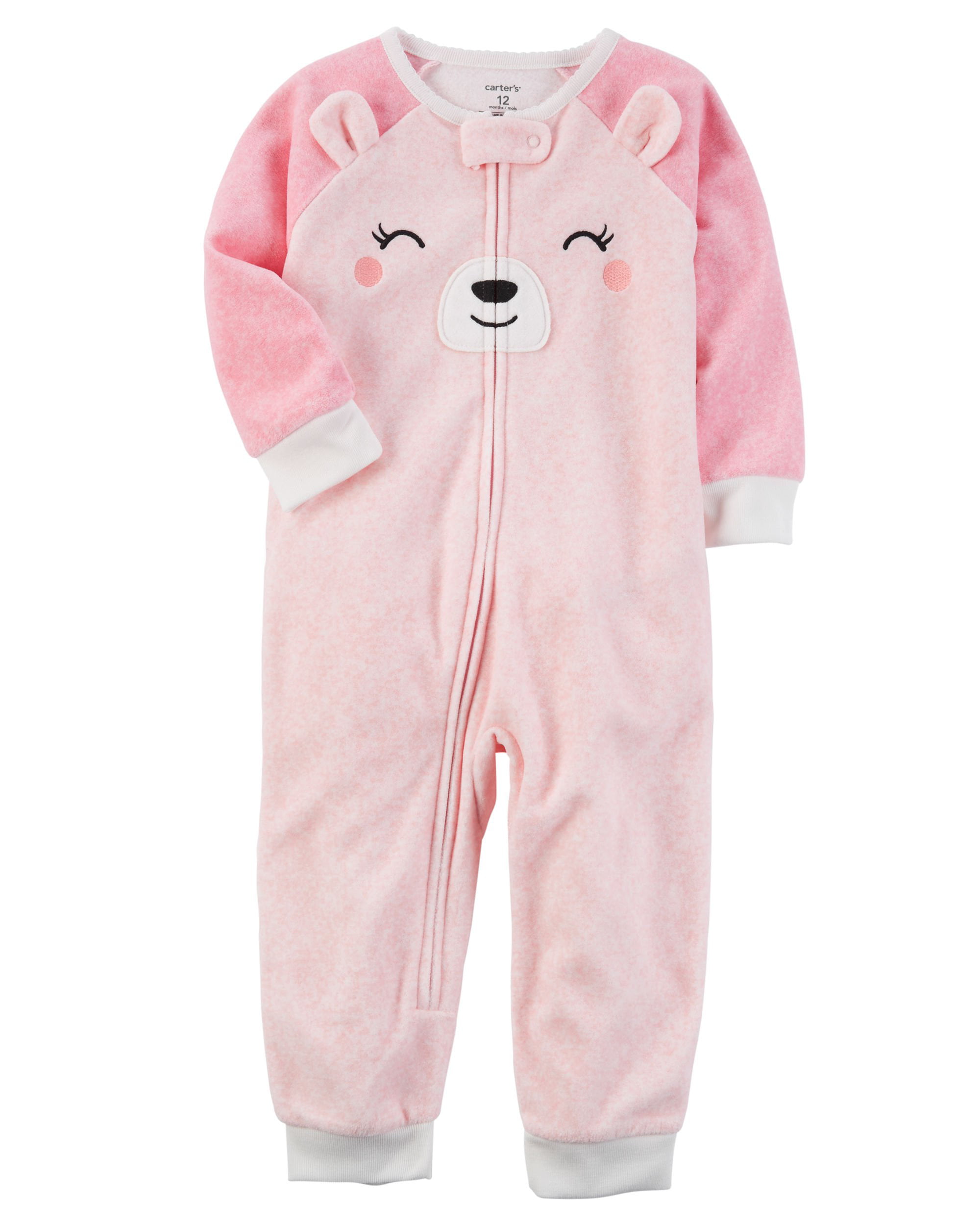 CARTER'S® Baby Girl 18M Monkey Princess Fleece 1-Piece Pajama or Sleeper NWT 