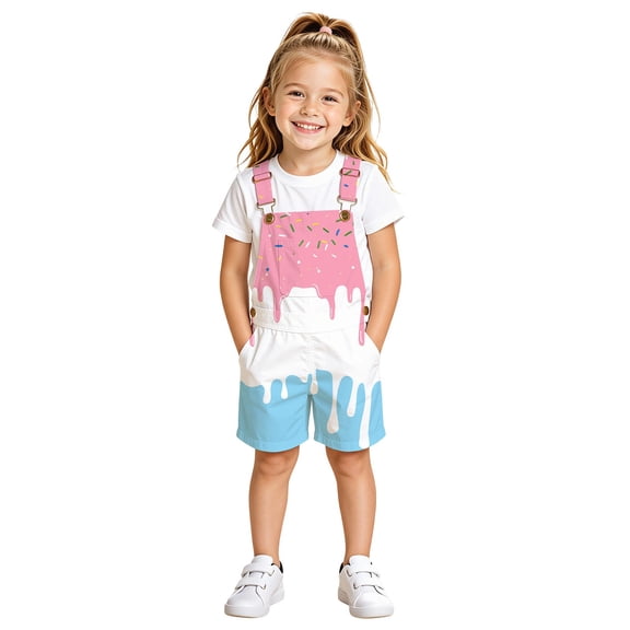 Girls Sleeveless Overalls Casual Straight Leg Jumpsuits with Pockets Classic Breathable Kids Summer Clothing Light Pink Size 6-7 Years