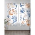 thumbnail image 2 of Sheer Curtains 63 Inch Length 2 Panels Set for Bedroom, Coastal Coral Semi Sheer Curtains for Windows, Starfish Shell Ocean Marine Life Blue Voile Window Treatments Rod Pocket Curtain, 2 of 7