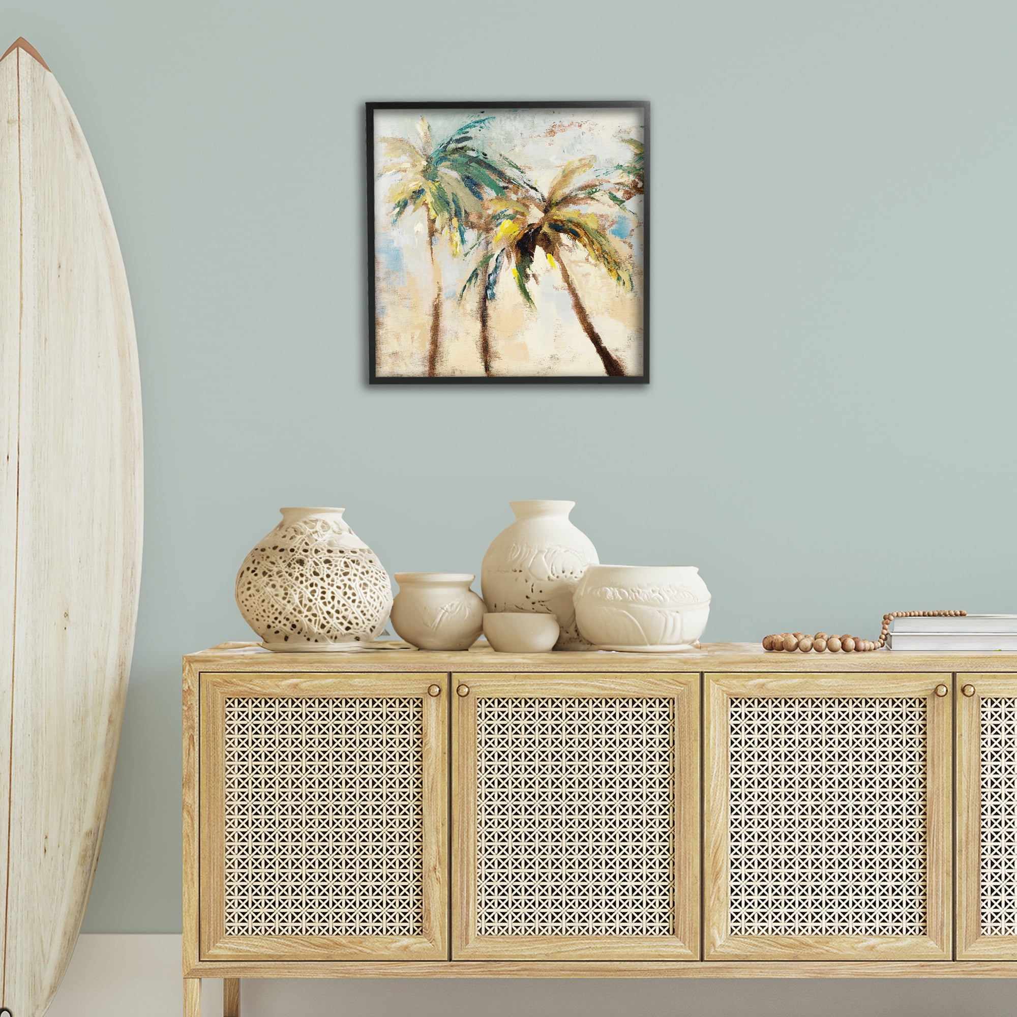 Stupell Industries Tall Palm Trees Abstract Botanical & Floral Painting Black Framed Art Print Wall Art, 24 x 24