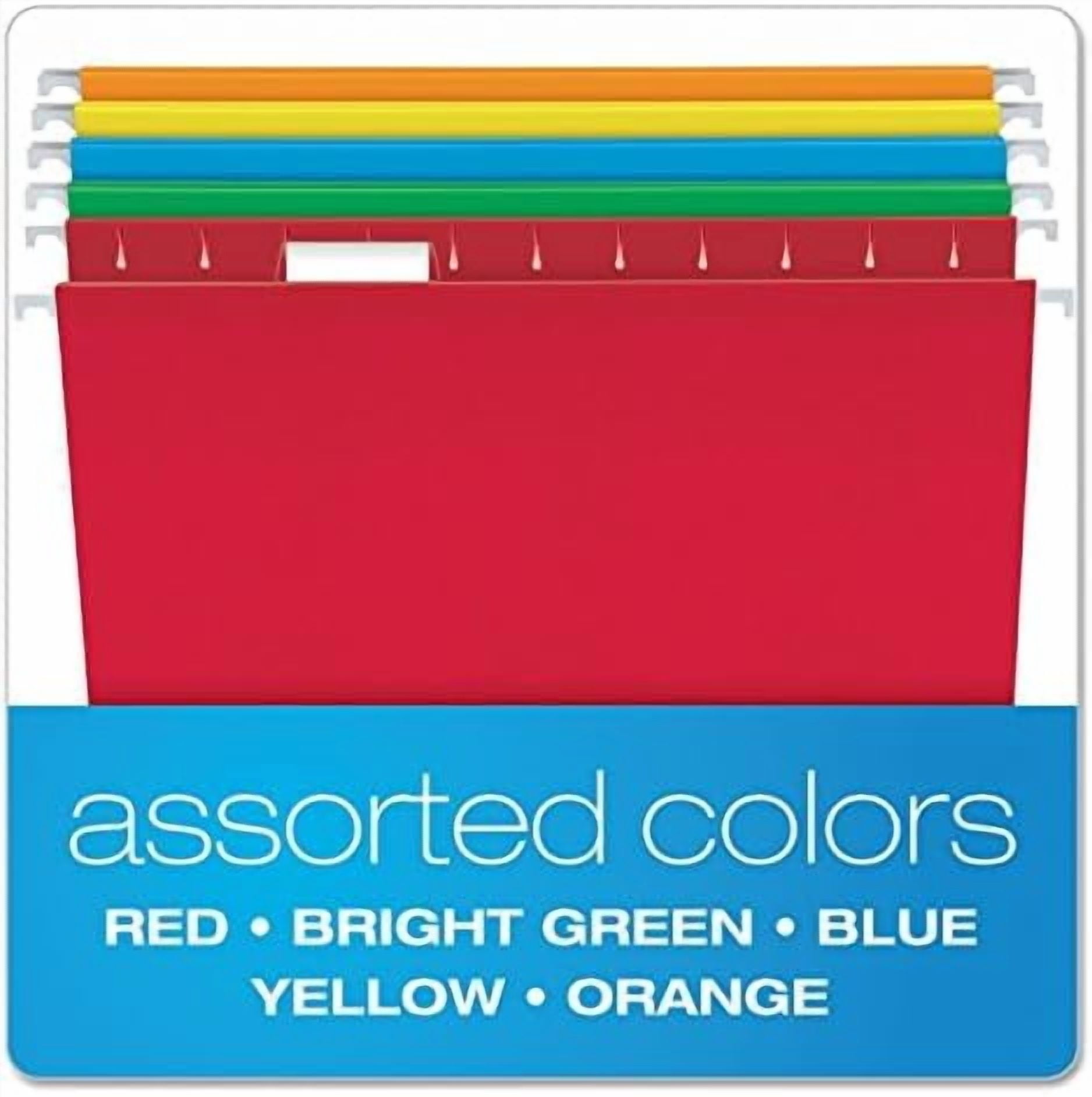 Reinforced Hanging File Folders, Letter Size, Assorted, 1/5 Cut, 25/BX (4152 1/5 ASST)
