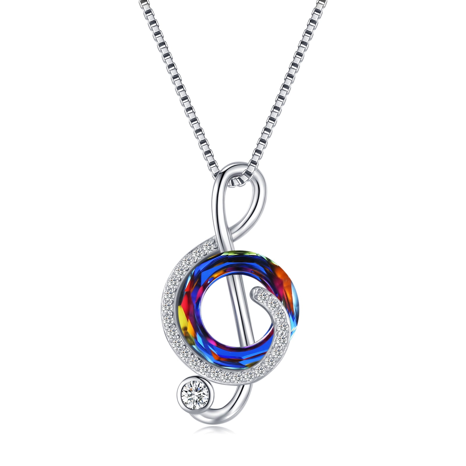 Treble Clef Gifts Treble Clef Jewelry Musical Note Necklace Music Note Jewelry Rhinestone Treble Clef Silver Plated Necklace