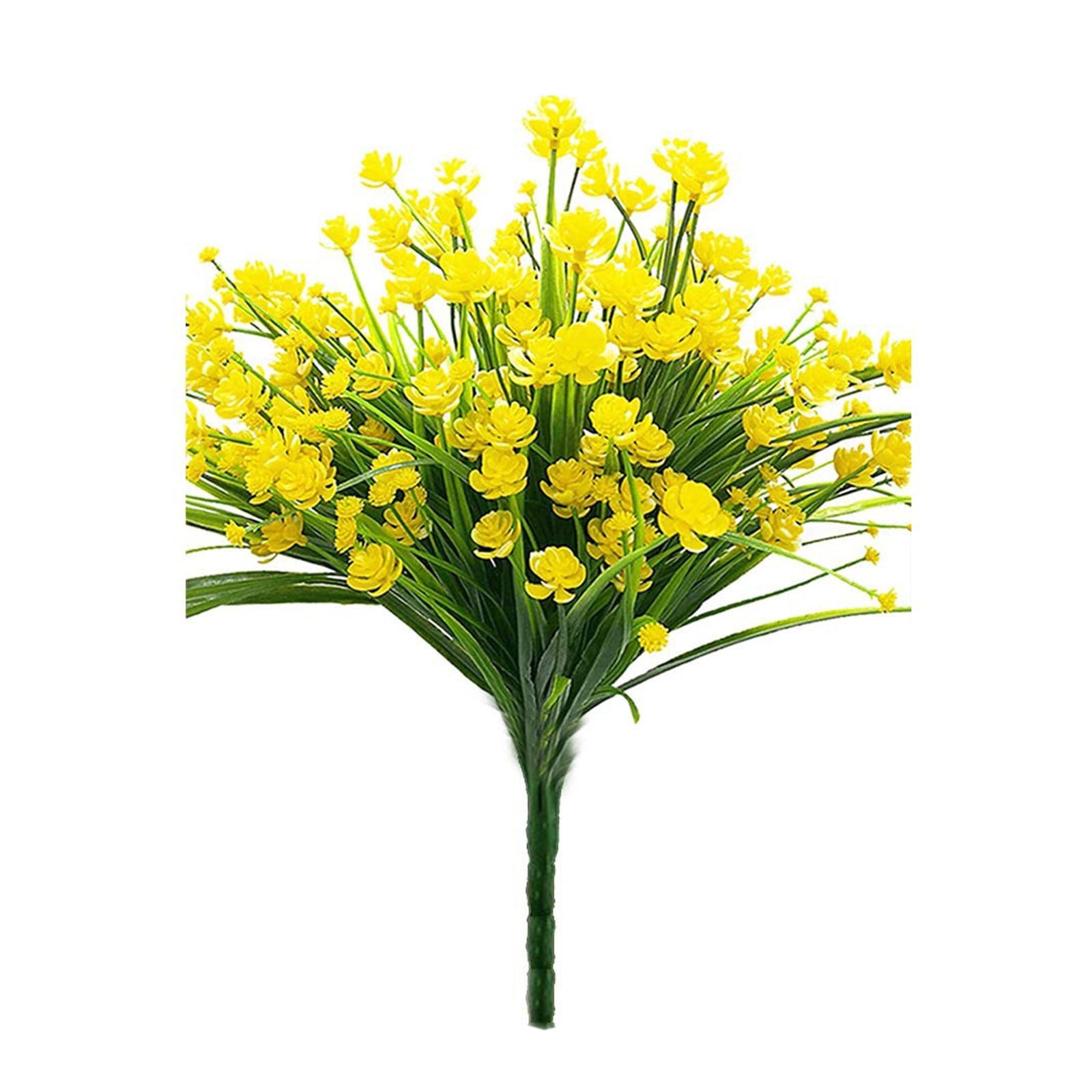 Artificial Flowers for Outdoors, UV Resistant Fake Flowers Artificial Plants Outdoor, No Fade Plastic Flowers for Home Porch Outside, Summer Decor-Yellow&12.2inch
