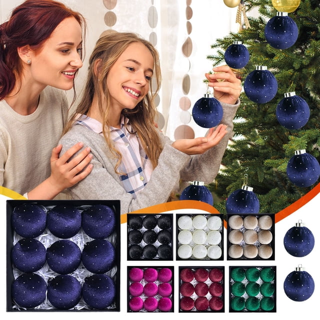 Bolas de Navidad, Arbol de Navidad, Set de 9 piezas, Bolas Colores, Adornos Navideños, para Salón, Bolas 8cm, Estilo Variado, Adornos para Exterior, para Comedor