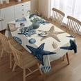 thumbnail image 4 of Coastal Coral Starfish Rectangle Tablecloth 60"x84",Waterproof Polyester Rectangle Table Cloth, Wipeable Spillproof Polyester Tablecloth for Dining, Camping, Indoor and Outdoor, 4 of 5