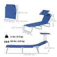 thumbnail image 3 of Outsunny Chaise Longue d'Extérieur, Chaise Longue Pliante Réglable, Chaise de Bronzage avec Pare-Soleil pour Plage, Camping, Randonnée, Cour Arrière, Bleu, 3 of 10