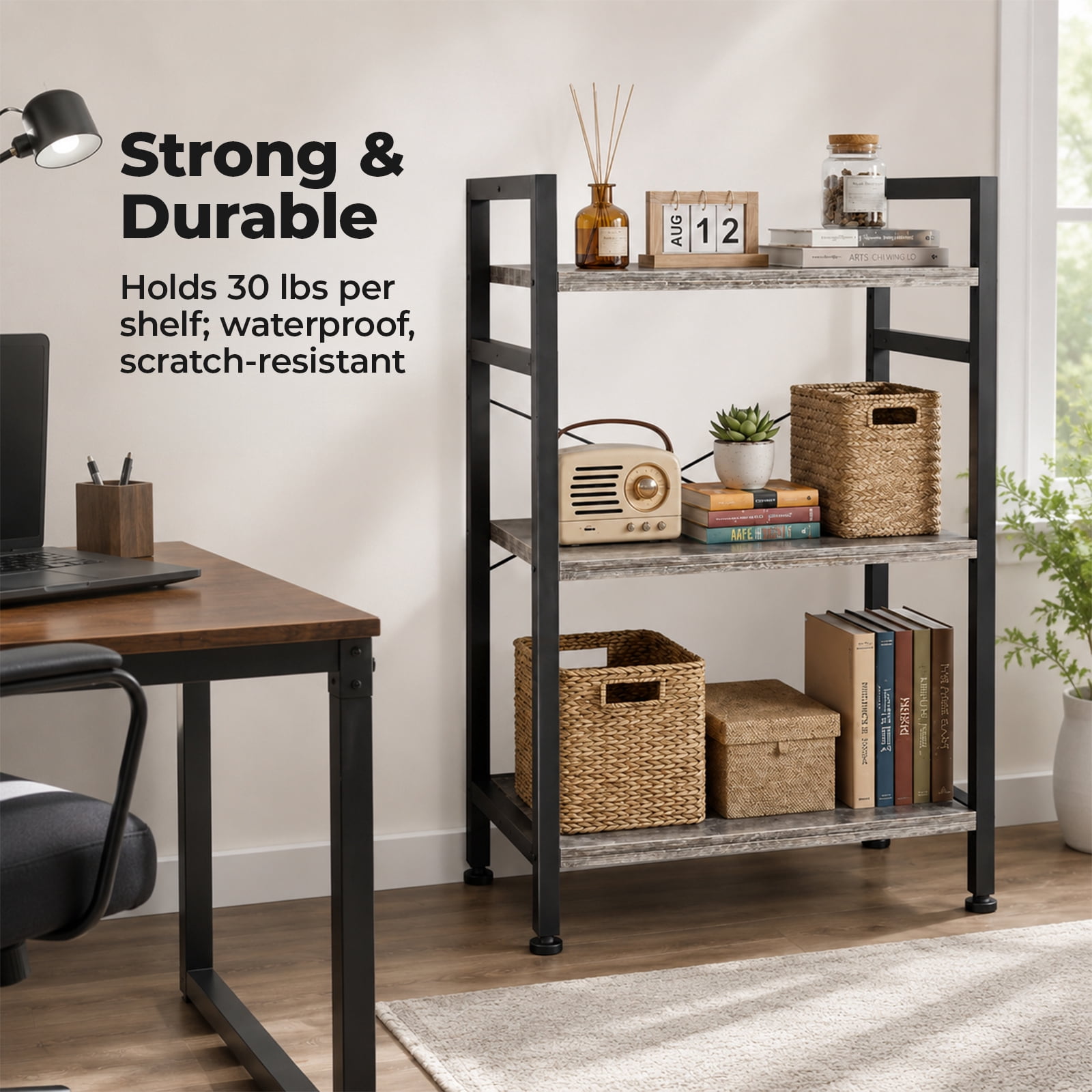 Alvantor 3/4-Tier Industrial Bookshelf, Narrow Storage Rack classical-style shelves for living rooms, homes, and offices