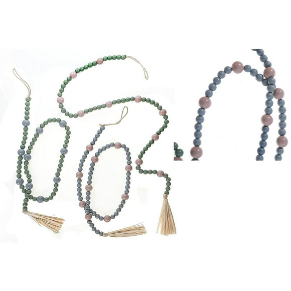 Guirlande De Perles En Bois Double - Lot De 2