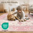 thumbnail image 4 of ODIKA 4'x6' Washable Area Rug Stain Resistant, Low Pile, Easy Care Pink Vintage Ornate Distressed Decorative Tug Rig Girly for Dorm Room, Small Living Room, 4 of 7