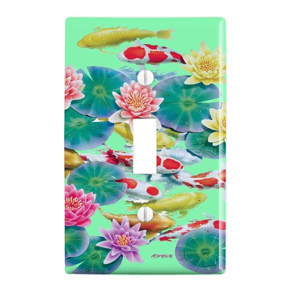 Koi Fish Pond Water Dance Plastic Wall Decor Toggle Light Switch Plate Cover