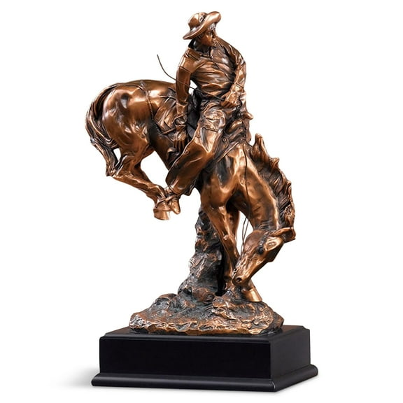Desktopstatue Taming a Horse Western Cowboy Bronze Finish Statue with Base, 12 inches H