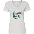 thumbnail image 3 of Inktastic Cute Axolotl Swimming with Bubbles Women's V-Neck T-Shirt, 3 of 5
