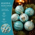 thumbnail image 6 of Christmas Ball Ornaments Set of 12, Blue Shatterproof Xmas Baubles with Gold Patterns, Turquoise Tree Decorations in a Gift Box for Holiday Decorating - Style B, 6 of 6