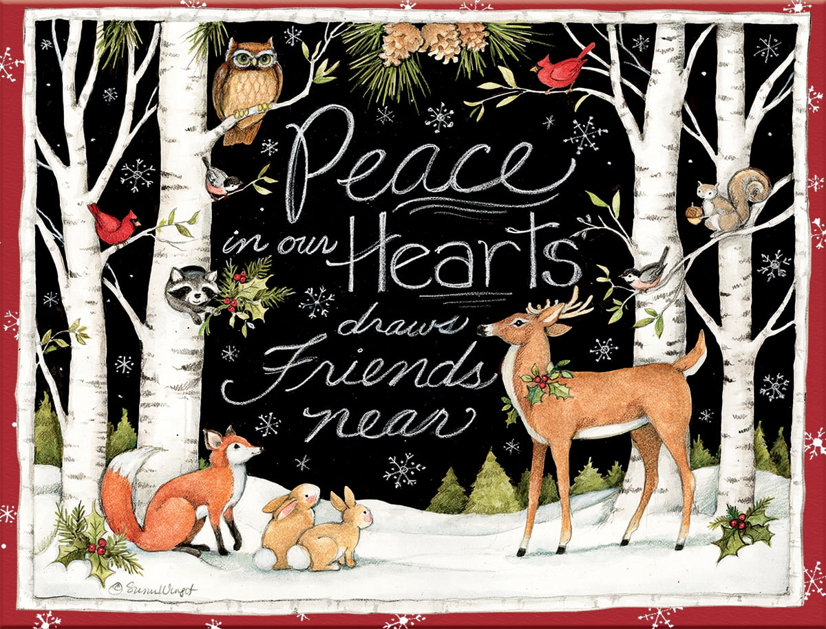 Peace, Love, Hallmark Boxed Holiday Cards 16 Cards and 17 Envelopes