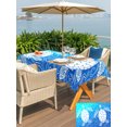 thumbnail image 6 of 52x70 Inch Outdoor Tablecloth with Umbrella Hole Zipper Rectangle Beach Sea Turtle Rectangular Tablecloths Outside Waterproof Abstract Gradient Blue Coastal Waves Patio Table Cloth Cover for Picnic, 6 of 8