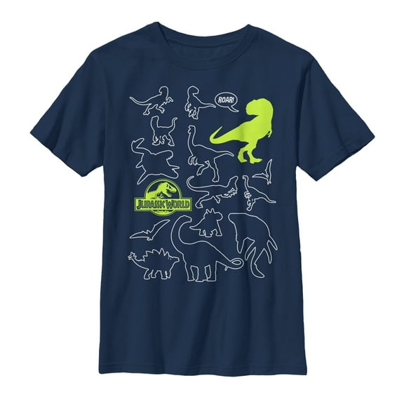 Boy's Jurassic World: Fallen Kingdom Dinosaur Outline Graphic Tee Navy Blue X Small