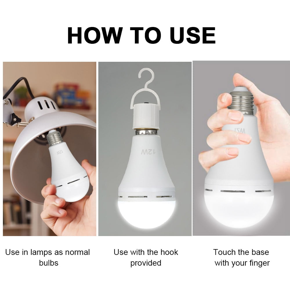 2 Pcs AC100~240V E26/E27 6W Rechargeable Emergency LED Light Bulbs 2 Pcs AC100~240V E26/E27 6W Rechargeable Emergency LED Light Bulbs