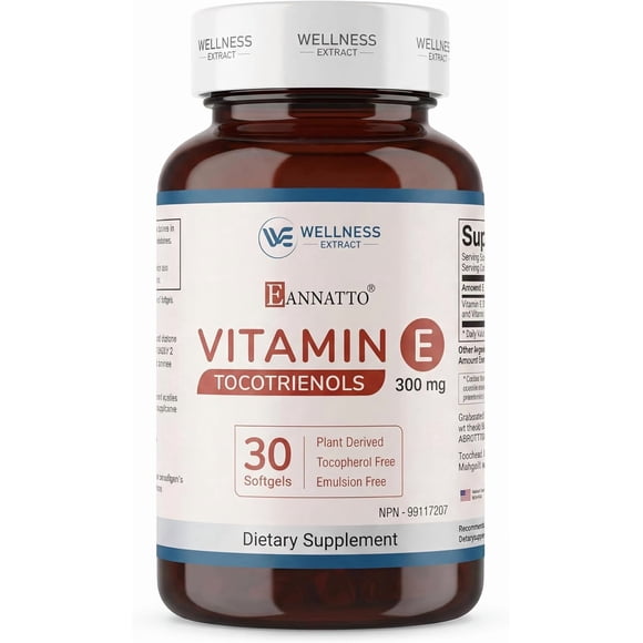 Wellness Extract Tocotrienols Vitamin E (100% Annatto-Sourced) – DeltaGold, 40–60X Potent, Tocopherol-Free Antioxidant for Immune & Anti-Aging Support, Non-GMO, Gluten-Free (300 mg, 30 Softgels)