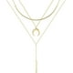 thumbnail image 2 of Collares en capas de oro para mujer, chapados en oro de 14 quilates, perlas de barra de revestimiento múltiple, disco, luna, mariposa, medallón, gargantilla ajustable en capas delicadas, 2 of 2