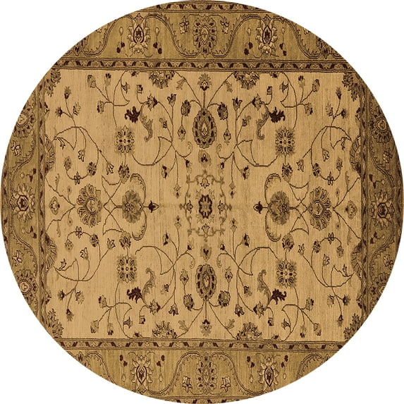 Ahgly Company Indoor Round Oriental Brown Traditional Area Rugs, 6' Round