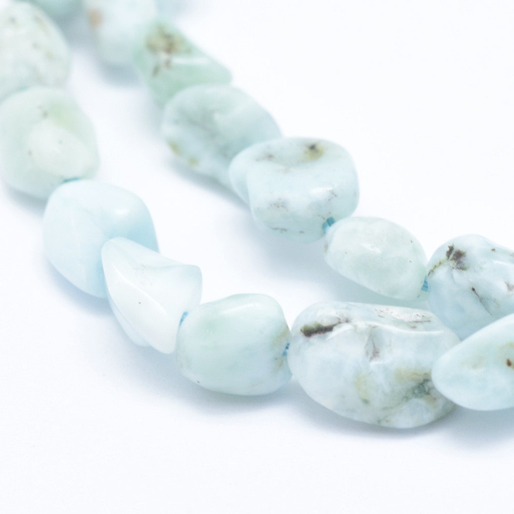 Natural Larimar Beads Strands Tumbled Stone 5~11x5~7mm Hole: 1mm 15.3 inch~15.7 inch(39~40cm)