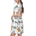 thumbnail image 2 of Lsque Robe Décontractée pour Femmes Imprimé Chiot T-Shirt Été Manches Courtes Col Rond Robes Évasées, 2 of 6