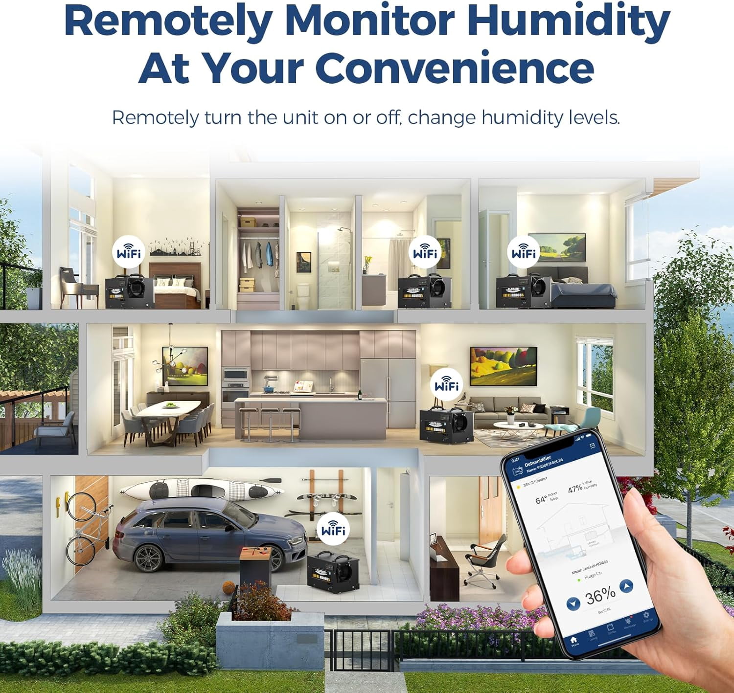 ALORAIR Energy Star Dehumidifiers with Wi-Fi, 120 Pint with Pump and Hose Controls,Compact Auto Defrost Design, Basement ,Crawl Space and Commercial Dehumidifiers ,5 Years Warranty