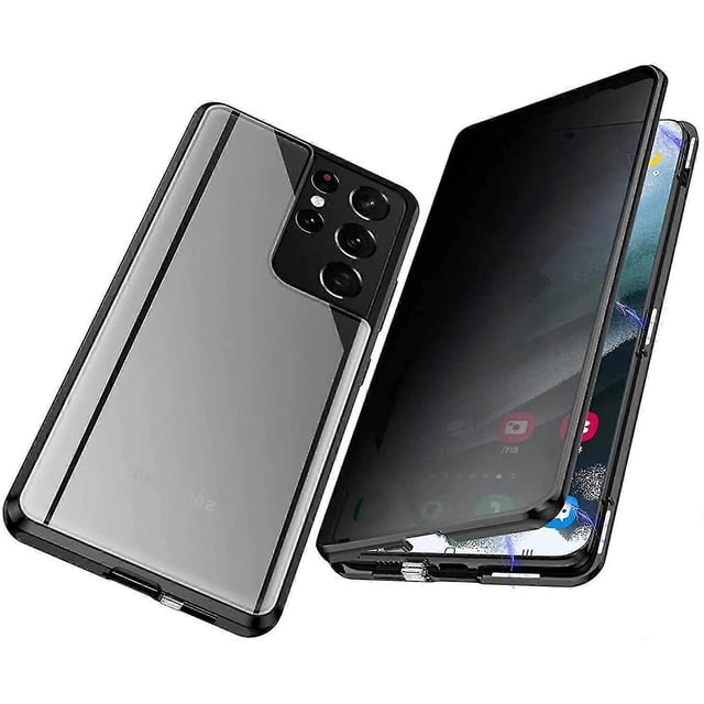 Privacy Magnetic Metal Bumper Anti-peeping Clear Case Compatible With Samsung Galaxy S22 S22+ S22 Ultra G