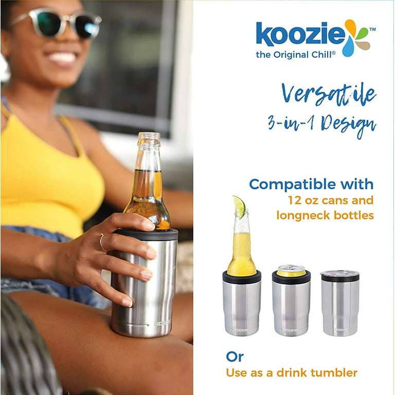 Koozie® Triple 12oz Can Cooler, Bottle Holder, Tumbler Stainless
