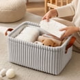 thumbnail image 5 of Large Capacity Baby Storage Basket, Corduroy Nursery Organizer with Handles for Toys, Clothes and Diapers, Soft Storage Bin for Baby Room, Birthday Gift Idea, 5 of 7