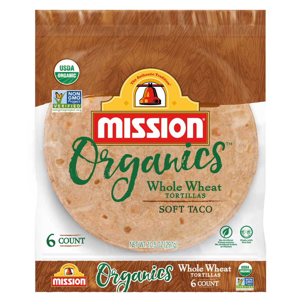 Mission Organics Whole Wheat Tortillas, 6 Count