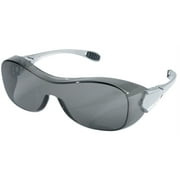 Angle View: Crews Law OTG Protective Eyewear, Gray Lens, Polycarbonate, Anti-Fog, Silver Frame